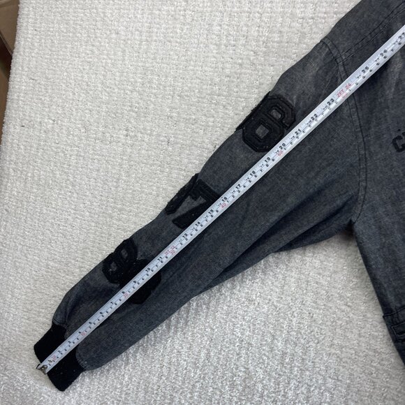 Rocawear Jacket Dark Denim Varsity Bomber Embroidered Sports Y2K Retro Men M - Picture 10 of 15